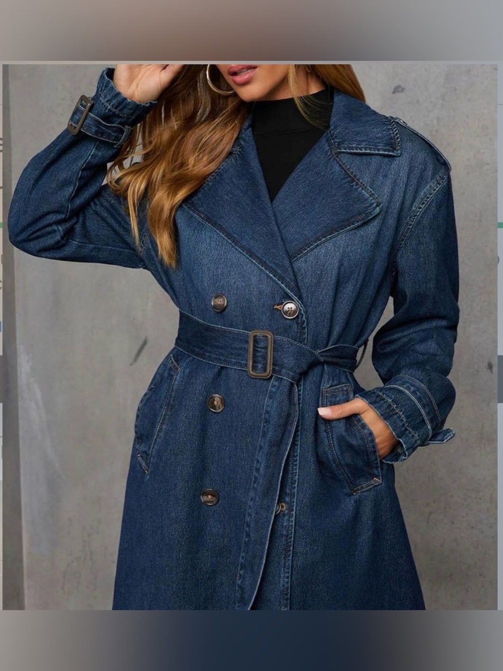 Denim belted Trench Jean jacket/ Coat - XS - Picture 3 of 12